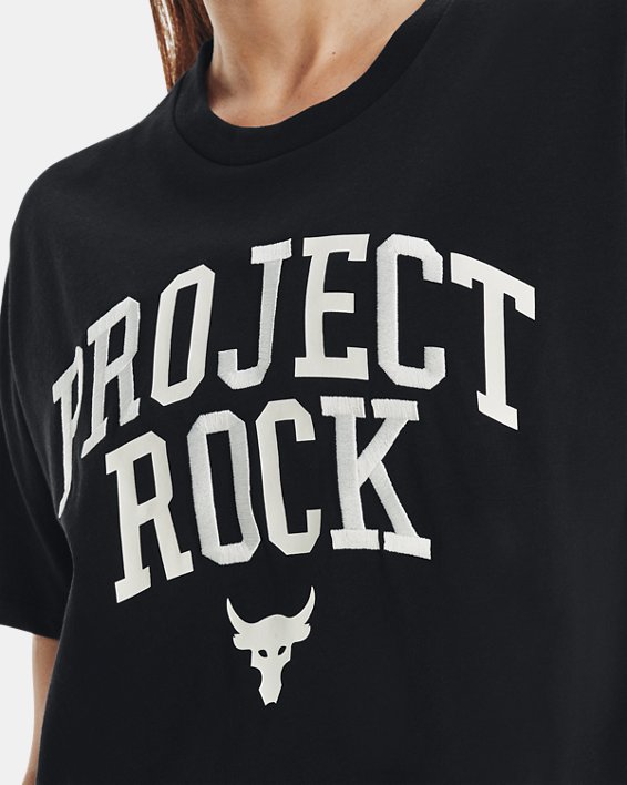 Women's Project Rock Heavyweight Campus T-Shirt, Black, pdpMainDesktop image number 3